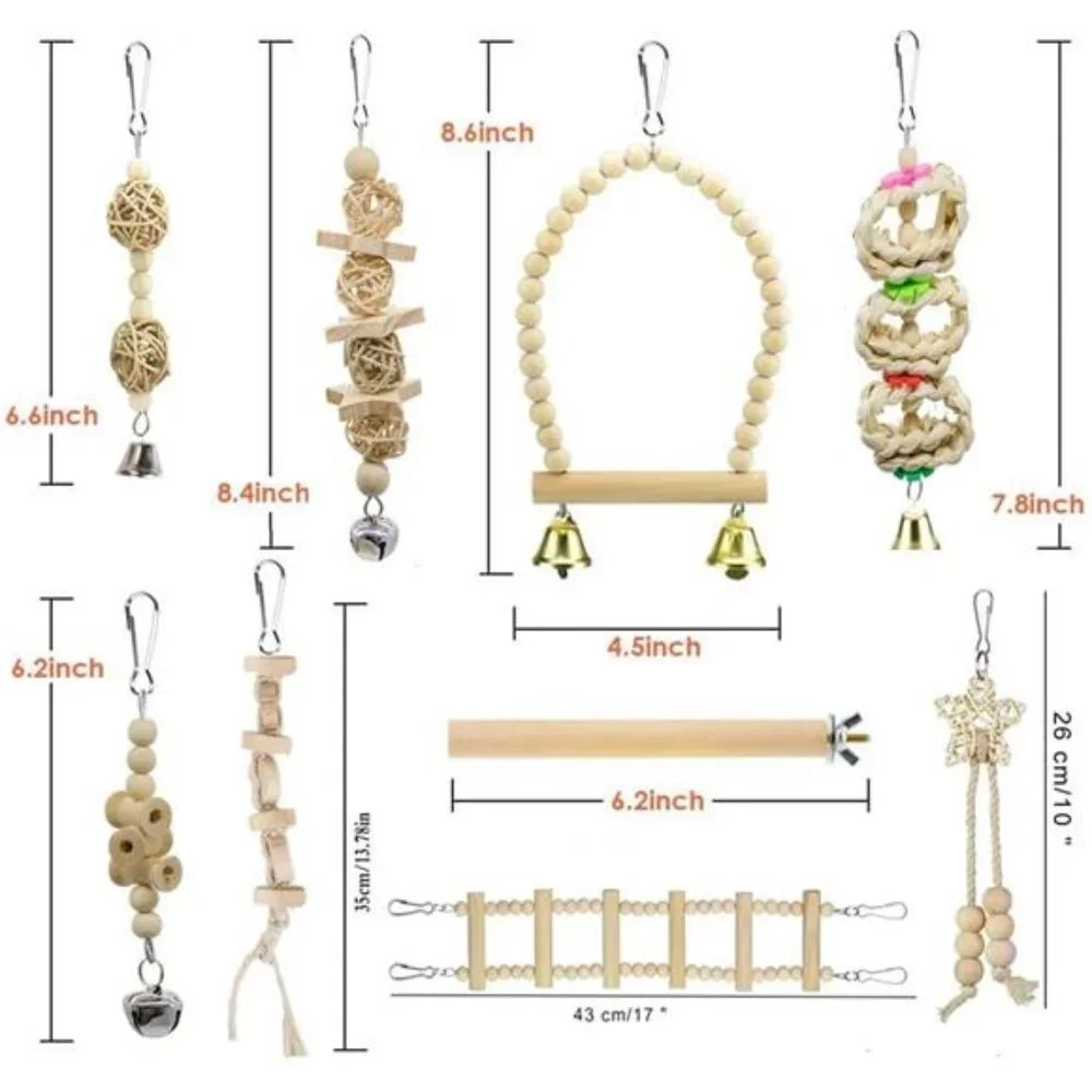 Bird Parrot Swing Toys, Chewing Standing Hanging Perch Hammock Climbing Ladder